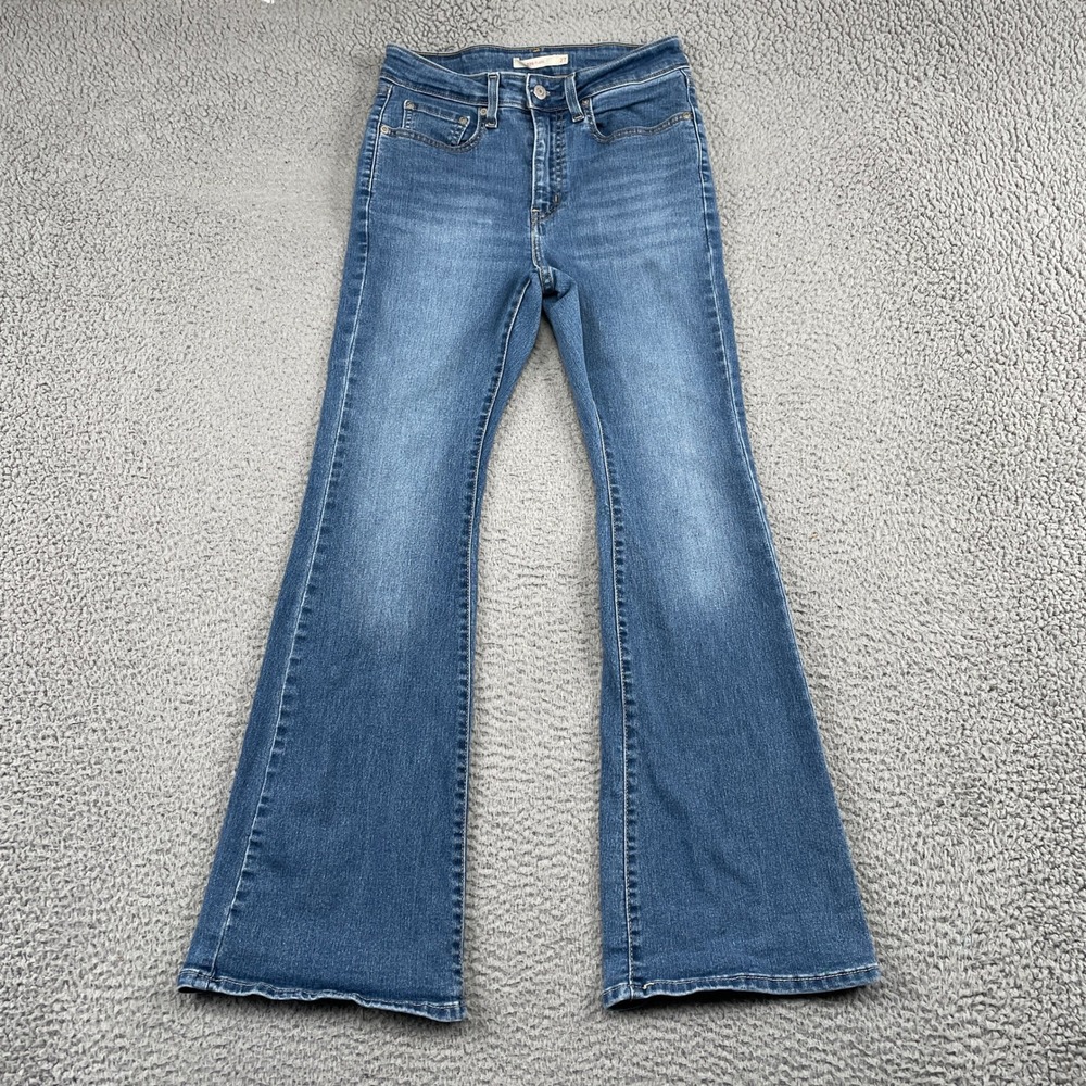 Levis 726 Jeans Womens 27 Blue Flare High Rise Stretch Denim Pants